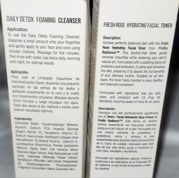 NIB-2pc-Rose Hydrating Facial Toner & Daily Detox Foaming Cucumber Cleanser Set - Picture 3 of 7